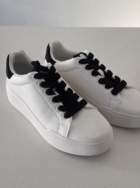 Aldo Shoes - Aldo White and Black Low-Top Platform Sneakers